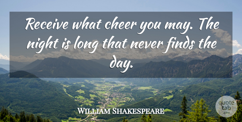 William Shakespeare Quote About Cheer, Night, Long: Receive What Cheer You May...