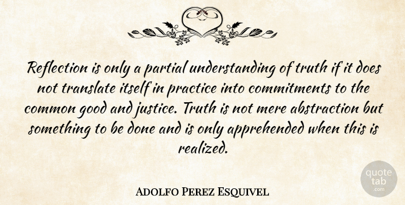 Adolfo Perez Esquivel Quote About Common, Good, Itself, Mere, Partial: Reflection Is Only A Partial...
