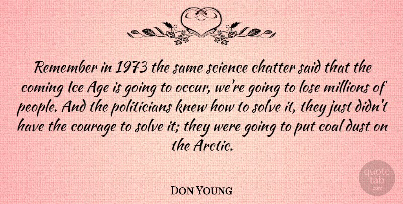 Don Young Quote About Courage, Dust, Ice: Remember In 1973 The Same...