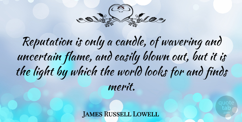 James Russell Lowell Quote About Happiness, Success, Character: Reputation Is Only A Candle...