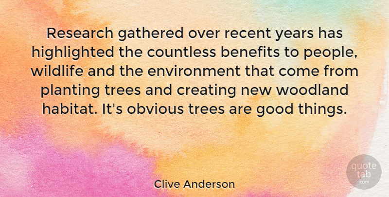 Clive Anderson Quote About Benefits, Countless, Creating, Environment, Gathered: Research Gathered Over Recent Years...