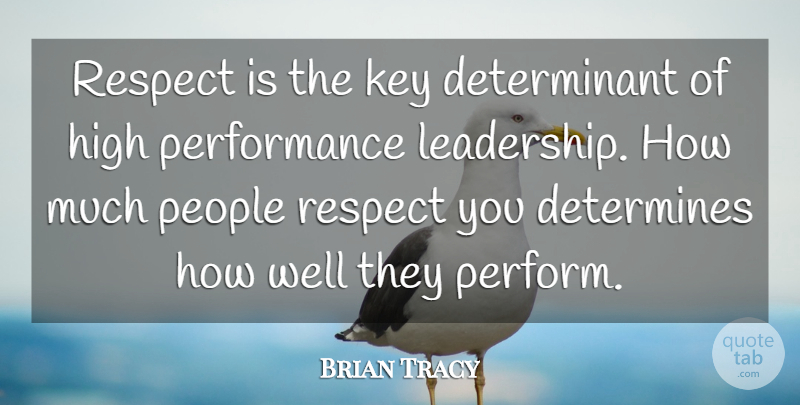 Brian Tracy Quote About Keys, People, Wells: Respect Is The Key Determinant...