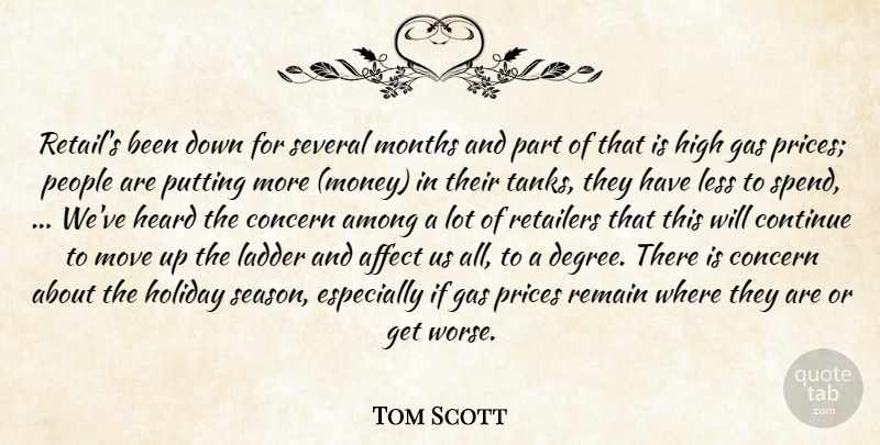 Tom Scott Quote About Affect, Among, Concern, Continue, Gas: Retails Been Down For Several...