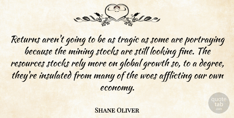 Shane Oliver Quote About Global, Growth, Insulated, Looking, Mining: Returns Arent Going To Be...