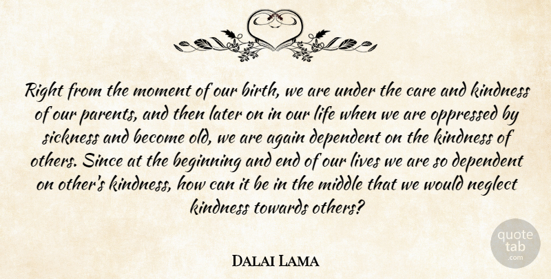 Dalai Lama Quote About Kindness, Helping Others, Parent: Right From The Moment Of...
