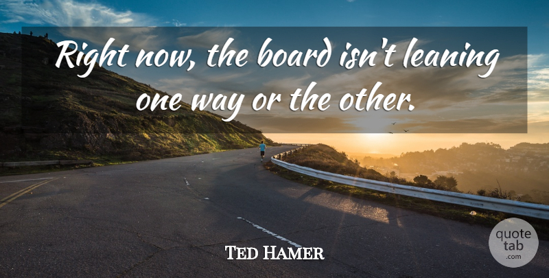 Ted Hamer Quote About Board, Leaning: Right Now The Board Isnt...