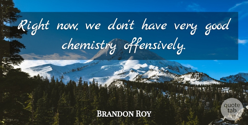 Brandon Roy Quote About Chemistry, Good: Right Now We Dont Have...