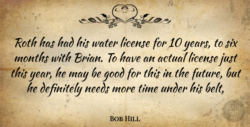 Bob Hill Quote About Actual, Definitely, Good, License, Months: Roth Has Had His Water...