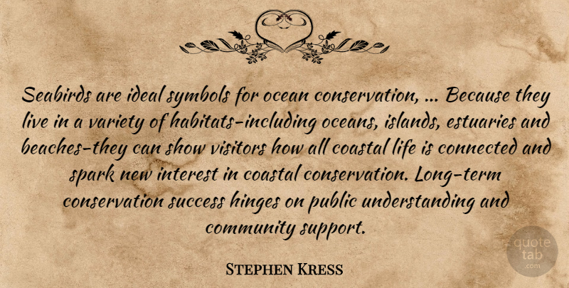 Stephen Kress Quote About Community, Connected, Hinges, Ideal, Interest: Seabirds Are Ideal Symbols For...
