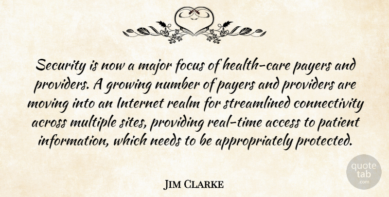 Jim Clarke Quote About Access, Across, Focus, Growing, Internet: Security Is Now A Major...