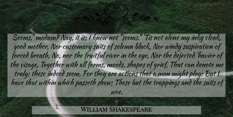 William Shakespeare Quote About Mother, Grief, Eye: Seems Madam Nay It Is...