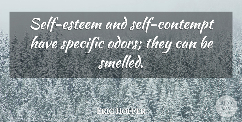 Eric Hoffer Quote About Self Esteem, Literature, Odor: Self Esteem And Self Contempt...