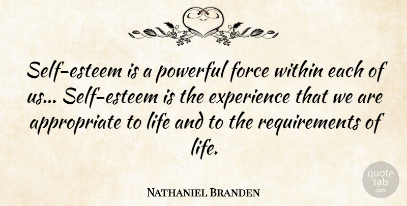 Nathaniel Branden Quote About Powerful, Self Esteem, Self Respect: Self Esteem Is A Powerful...