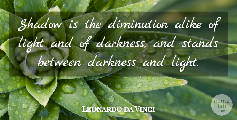 Leonardo da Vinci Quote About Intelligent, Light, Darkness: Shadow Is The Diminution Alike...