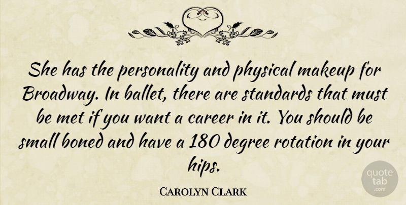 Carolyn Clark Quote About Career, Degree, Makeup, Met, Physical: She Has The Personality And...