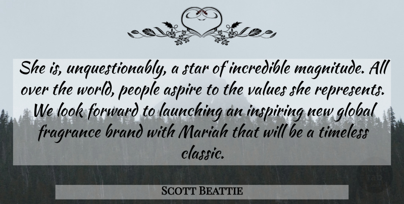 Scott Beattie Quote About Aspire, Brand, Forward, Fragrance, Global: She Is Unquestionably A Star...