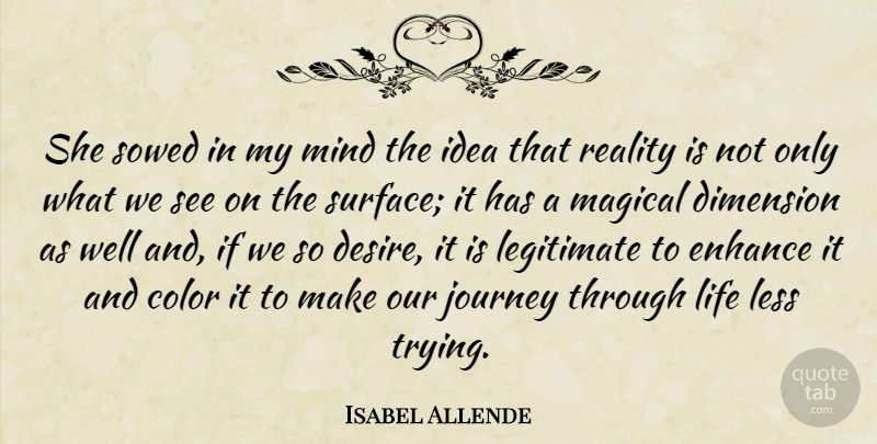 Isabel Allende Quote About Journey, Reality, Ideas: She Sowed In My Mind...