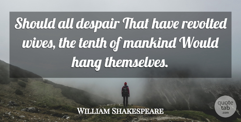 William Shakespeare Quote About Wife, Despair, Matrimony: Should All Despair That Have...