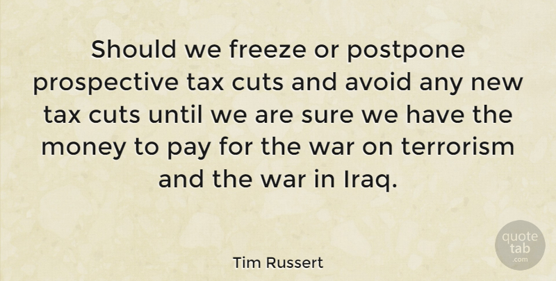 Tim Russert Quote About Avoid, Cuts, Freeze, Money, Pay: Should We Freeze Or Postpone...