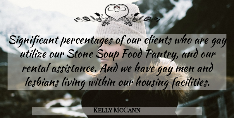 Kelly McCann Quote About Clients, Food, Gay, Housing, Lesbians: Significant Percentages Of Our Clients...