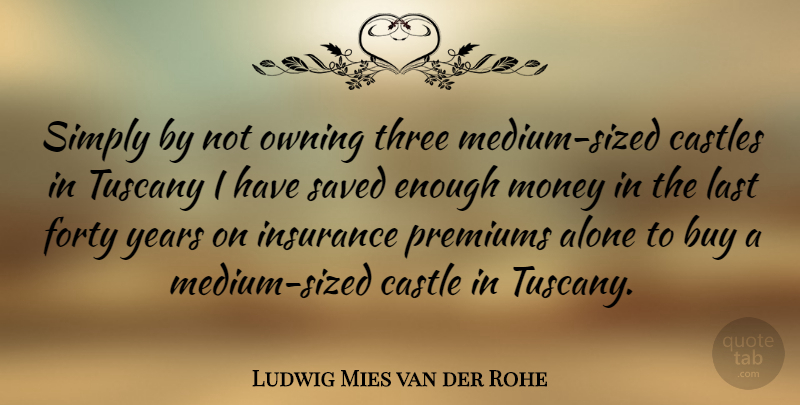 Ludwig Mies van der Rohe Quote About Money, Business, Years: Simply By Not Owning Three...