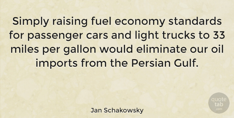 Jan Schakowsky Quote About Economy, Eliminate, Fuel, Gallon, Imports: Simply Raising Fuel Economy Standards...