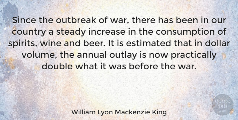 William Lyon Mackenzie King Quote About Annual, Country, Dollar, Double, Estimated: Since The Outbreak Of War...