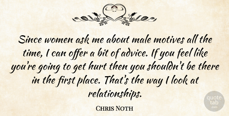 Chris Noth Quote About Ask, Bit, Male, Motives, Offer: Since Women Ask Me About...