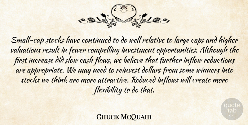 Chuck McQuaid Quote About Although, Believe, Caps, Cash, Compelling: Small Cap Stocks Have Continued...
