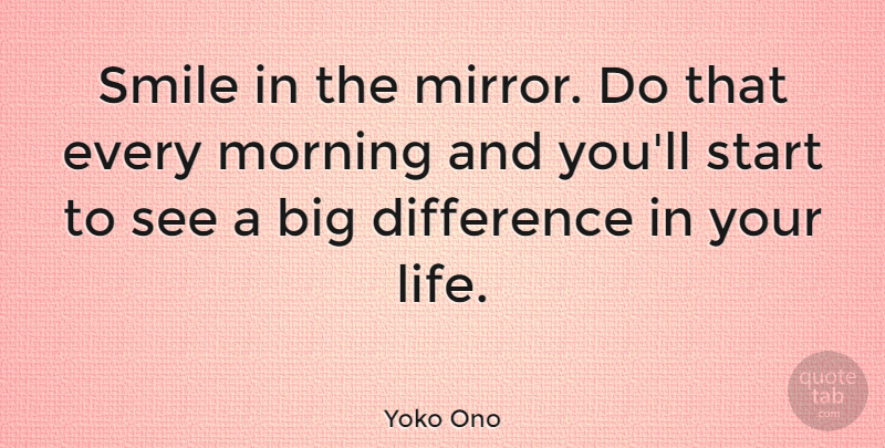 Yoko Ono Quote About Good Morning, Smile, Good Day: Smile In The Mirror Do...