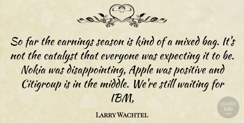 Larry Wachtel Quote About Apple, Catalyst, Earnings, Expecting, Far: So Far The Earnings Season...