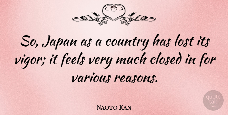 Naoto Kan Quote About Country, Japan, Vigor: So Japan As A Country...