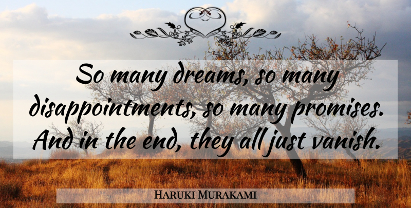 Haruki Murakami Quote About Dream, Disappointment, Promise: So Many Dreams So Many...