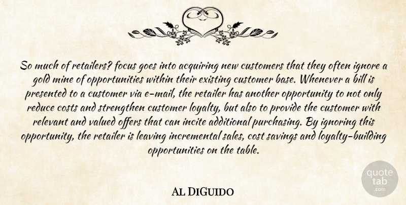 Al DiGuido Quote About Acquiring, Additional, Bill, Costs, Customers: So Much Of Retailers Focus...