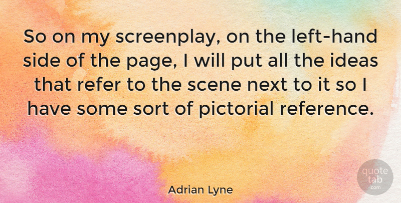 Adrian Lyne Quote About Next, Pictorial, Refer, Scene, Sort: So On My Screenplay On...