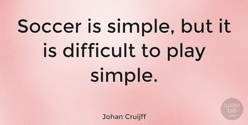 Johan Cruijff Quote About Inspirational, Motivational, Soccer: Soccer Is Simple But It...