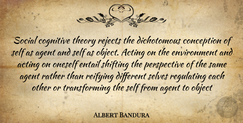 Albert Bandura Quote About Self, Perspective, Acting: Social Cognitive Theory Rejects The...