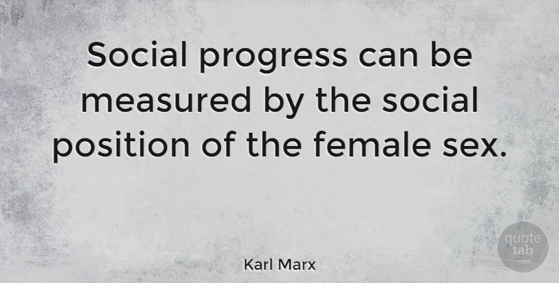 Karl Marx Quote About Sex, Philosophical, Progress: Social Progress Can Be Measured...