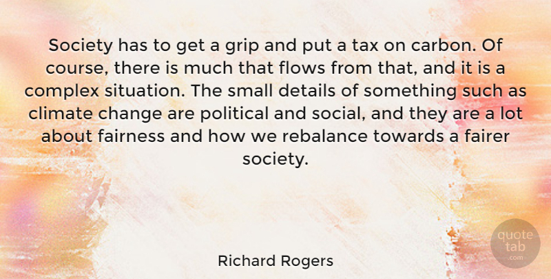 Richard Rogers Quote About Change, Climate, Complex, Details, Fairer: Society Has To Get A...