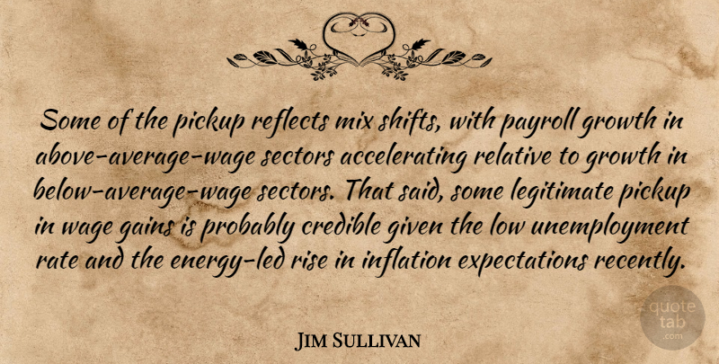 Jim Sullivan Quote About Credible, Gains, Given, Growth, Inflation: Some Of The Pickup Reflects...