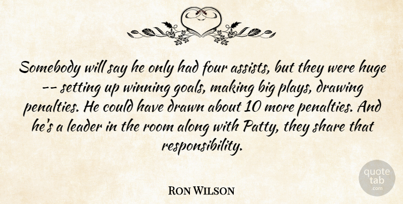 Ron Wilson Quote About Along, Drawing, Drawn, Four, Goals: Somebody Will Say He Only...