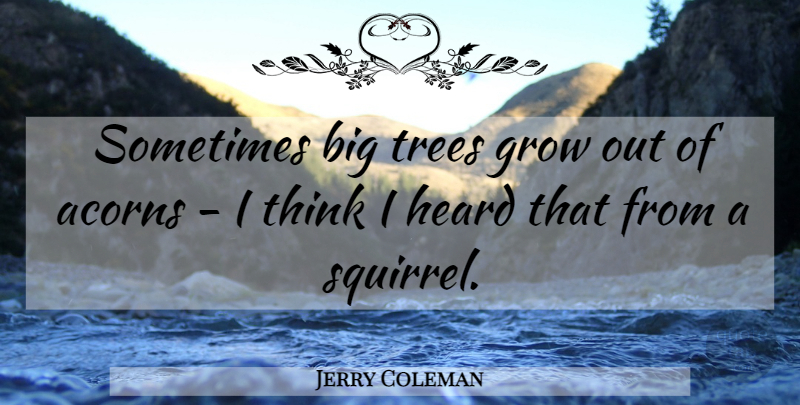 Jerry Coleman Quote About Thinking, Squirrels, Tree: Sometimes Big Trees Grow Out...