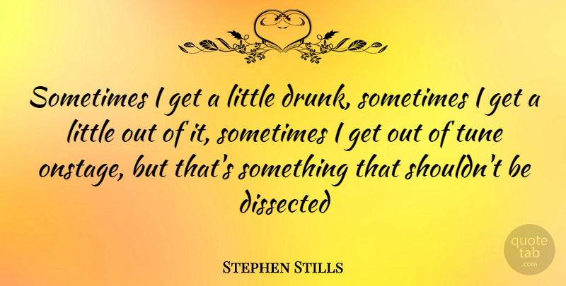 Stephen Stills Quote About Drunk, Littles, Tunes: Sometimes I Get A Little...