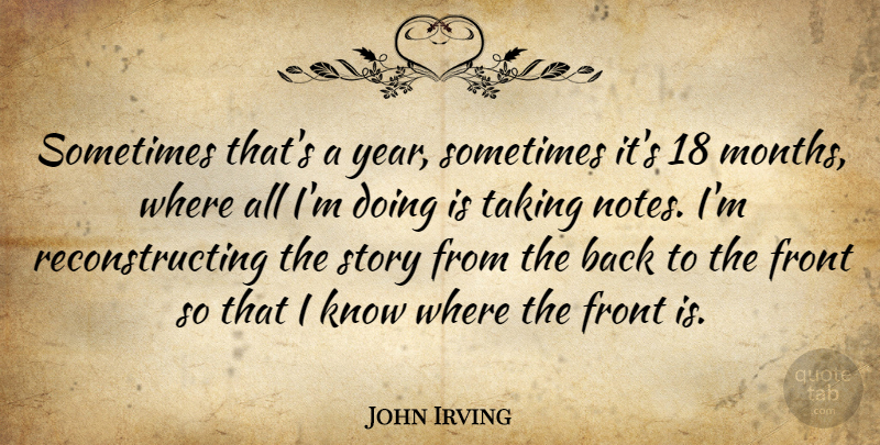 John Irving Quote About Years, Stories, Months: Sometimes Thats A Year Sometimes...
