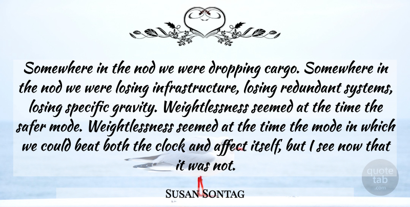 Susan Sontag Quote About Affect, Beat, Both, Clock, Dropping: Somewhere In The Nod We...