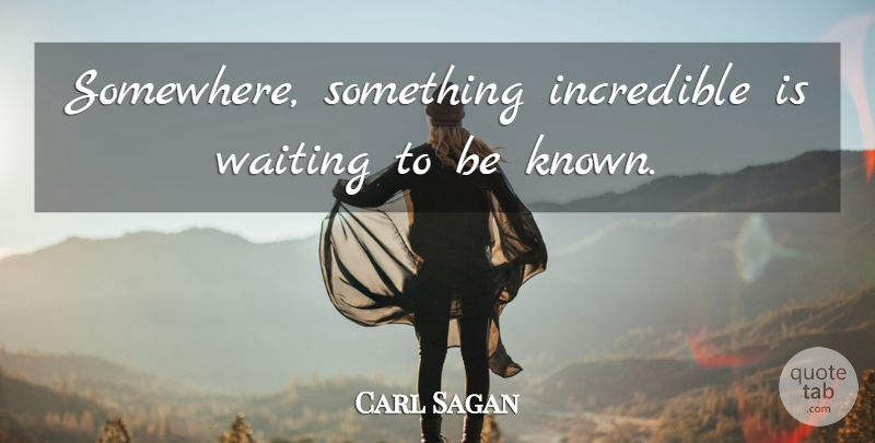 Carl Sagan Quote About Positive, Science, Waiting: Somewhere Something Incredible Is Waiting...