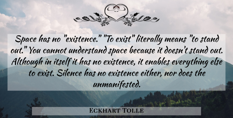 Eckhart Tolle Quote About Mean, Space, Silence: Space Has No Existence To...