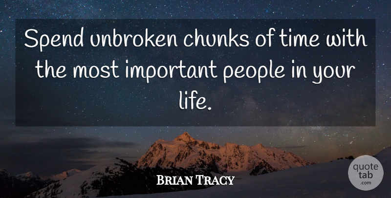 Brian Tracy Quote About People, Important, Unbroken: Spend Unbroken Chunks Of Time...