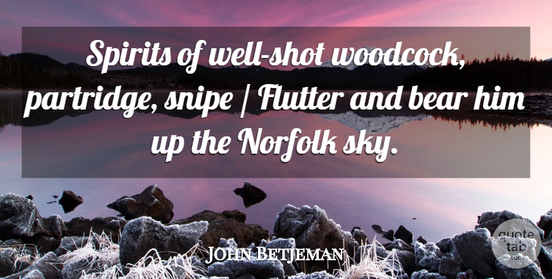 John Betjeman Quote About Bear, Norfolk, Spirits: Spirits Of Well Shot Woodcock...