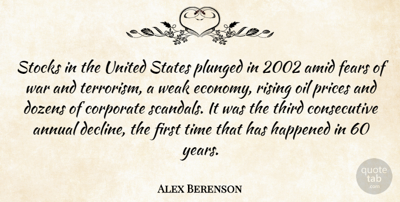 Alex Berenson Quote About Annual, Corporate, Dozens, Fears, Happened: Stocks In The United States...